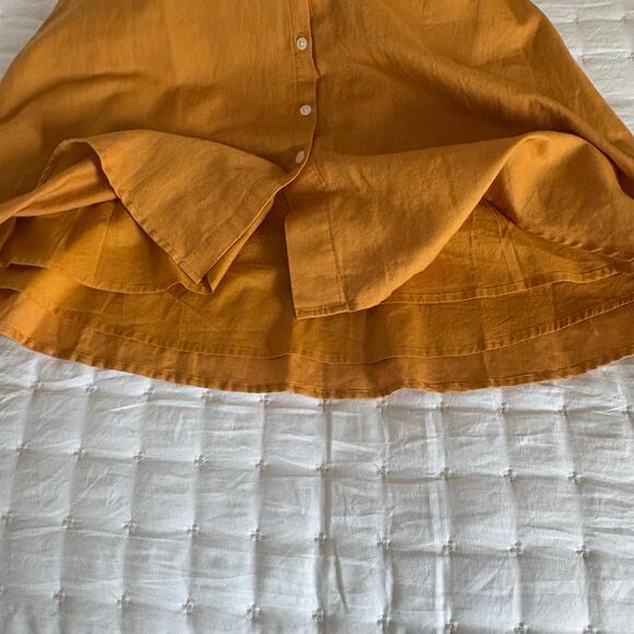 Gap Linen V-Neck Dress Women's S | Desert Sunset Gold, Tie Sleeve | NWT - Picture 8 of 16